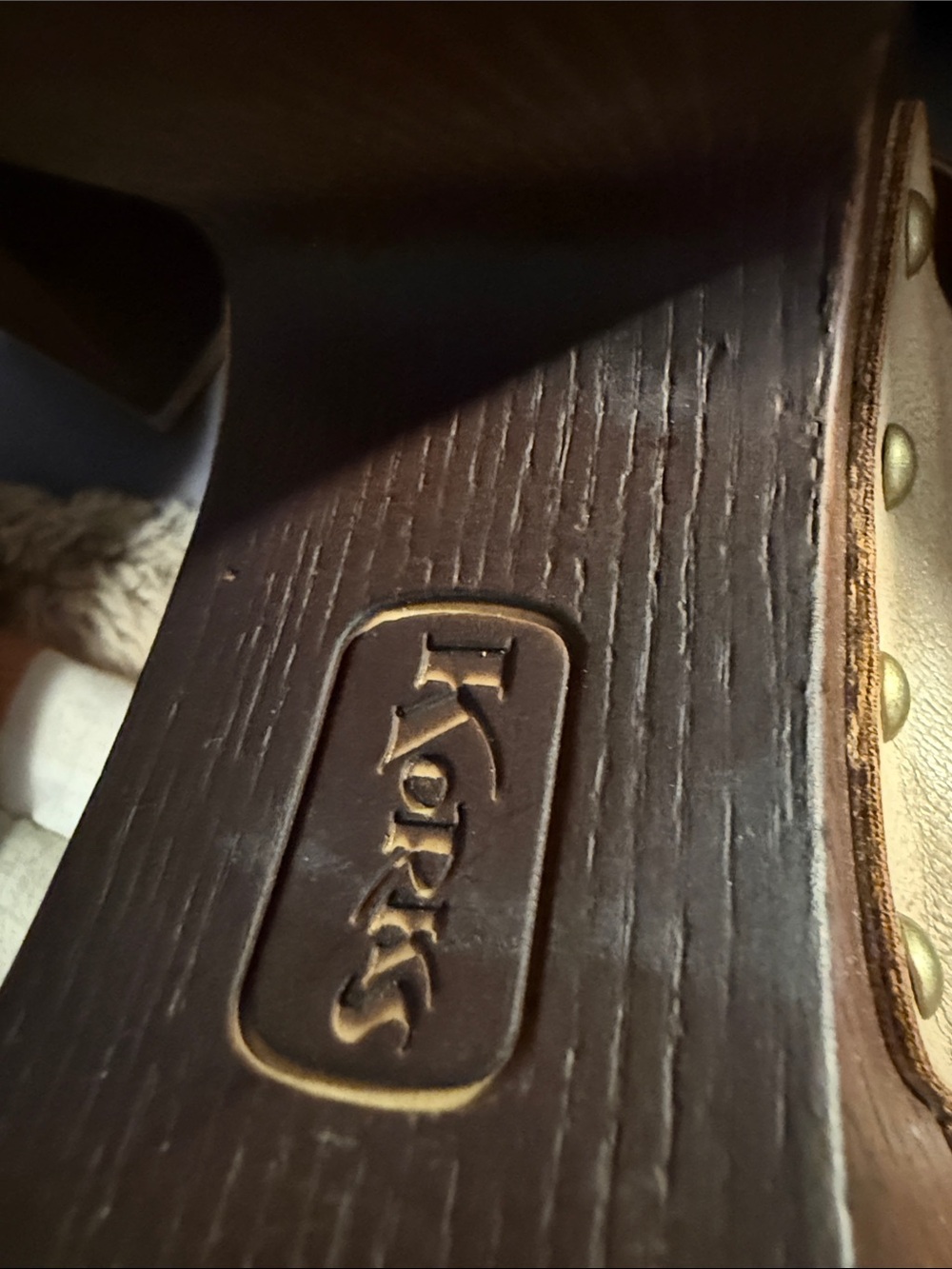 Beige Leather Platform Sandals with Studded Accents - Picture 3 of 7